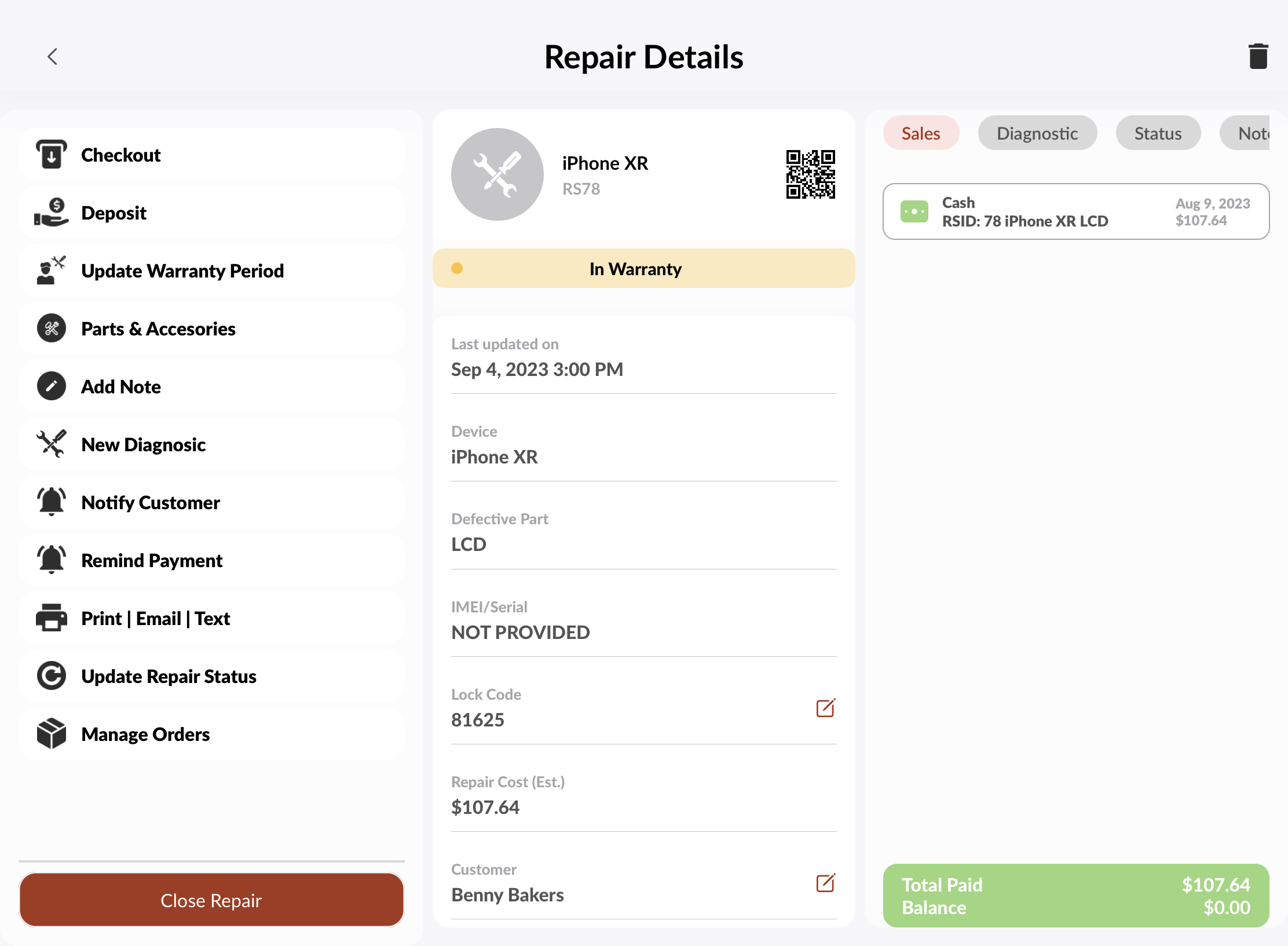 screenshot of Repair Spots